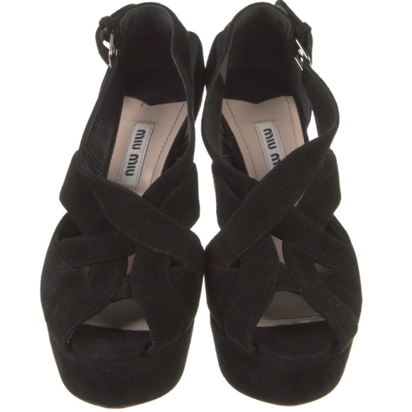 Authentic Women's MIU MIU Black Suede Slingback Pumps Size: 5.5 | IT 35.5 - Picture 3 of 5